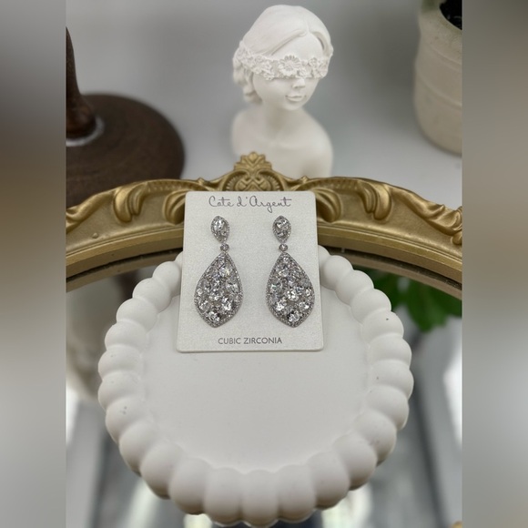 ✨ Elegant Cubic Zirconia Teardrop Earrings ✨ - Picture 5 of 5